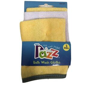 Razz Tub Time Fun  Baby Bath Wash Cloths 3 Pack Yellow White